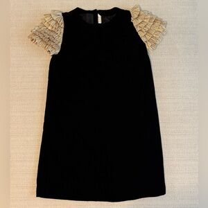 Janie and Jack Black Velvet Dress with Gold Ruffle Sleeves